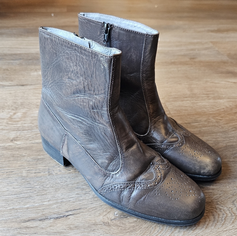 Mens Botany 500 Brown Leather ankle Boots, size 7.5 (Womens size 9)